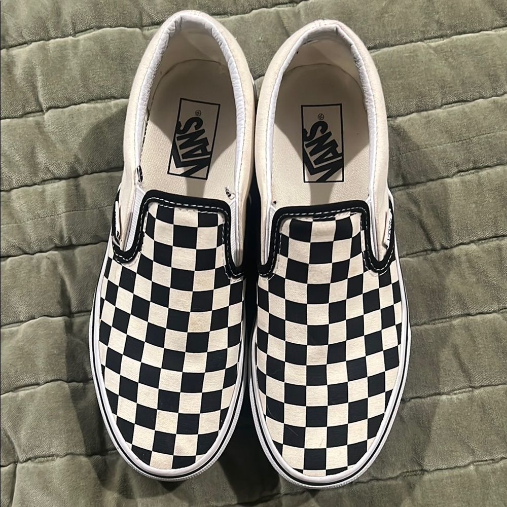 Vans Platform Black and White Checkerboard Slip-Ons